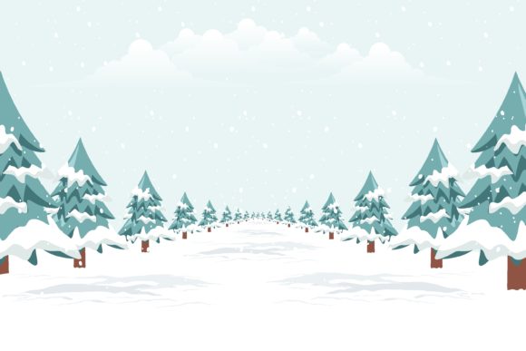 Christmas Beautifull Tree with Snow Fall Illustrations