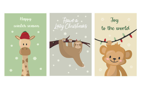 Christmas Card Animal Illustration