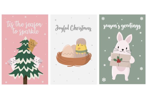 Christmas Card Delightful Set Illustrations