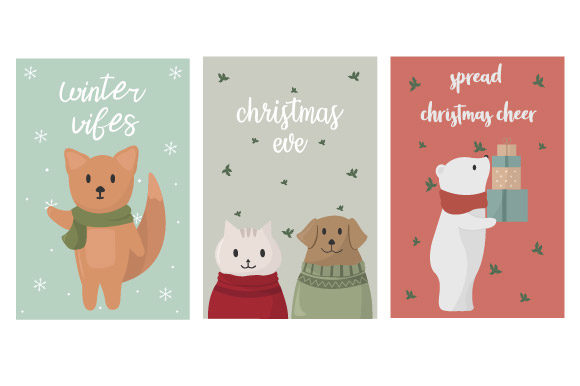 Christmas Card Gorgeous Set Illustrations