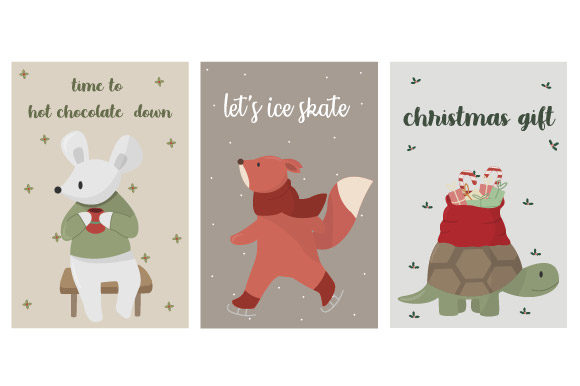 Christmas Card Lovely Set Illustrations