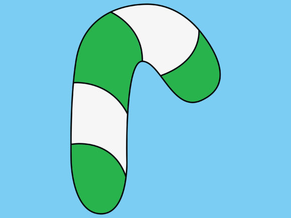 Christmas Green Candy Cane Illustration
