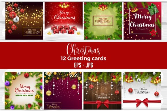 Christmas Greeting Card Vector Bundle Illustrations