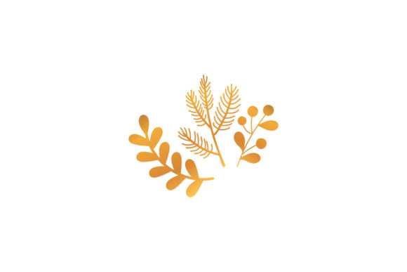 Christmas Mistletoe Gold Asset Vector