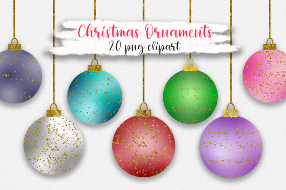 Christmas Ornaments Glitter Clipart for Editorial Design