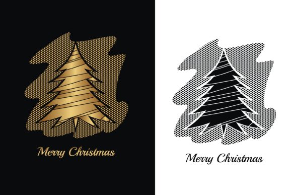 Christmas Tree Gold Sublimation Illustrations