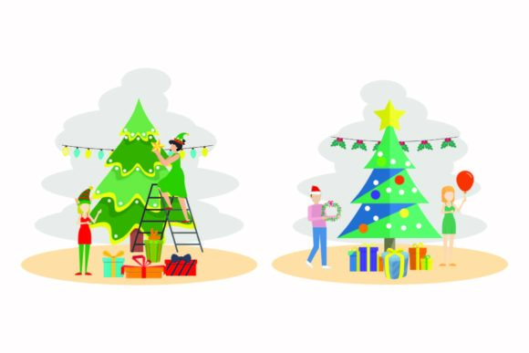 Christmas Tree Illustration Set for Seasonal Design