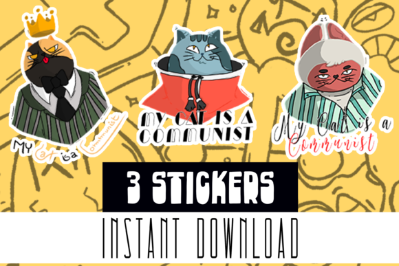 Cute Cats Christmas Thanksgiving Sticker Illustrations