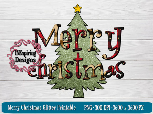 Merry Christmas Tree Sublimation Design Illustrations