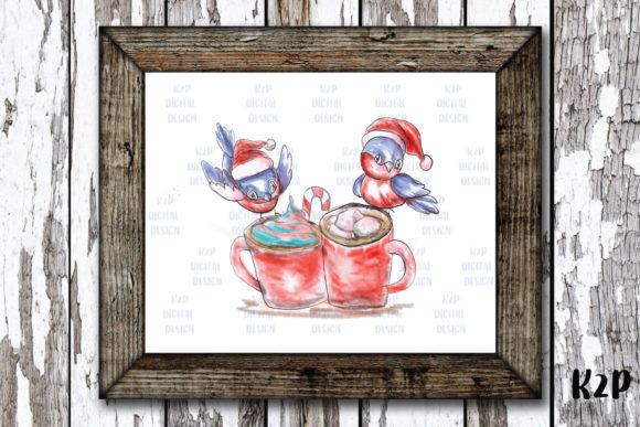 Sublimation Christmas Cardinal Hot Drink Illustrations