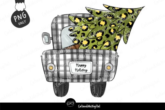 Truck and Christmas Tree Illustrations
