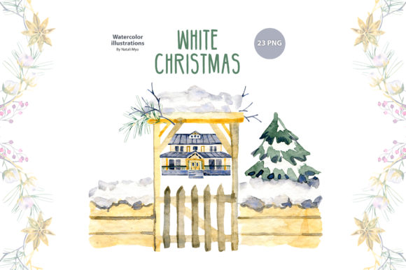 Watercolor White Christmas Illustrations
